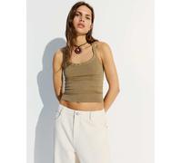 Bershka - Top allacciato al collo con occhielli kaki-Verde XS