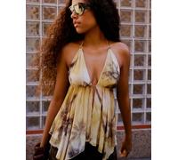 Bershka - Top allacciato al collo in tulle giallo XS