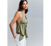 Bershka - Top allacciato al collo kaki-Verde S