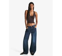Bershka - Top allacciato al collo marrone incrociato XS
