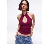Bershka - Top allacciato al collo rosso stile qipao M