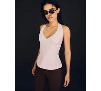 Bershka - Top allacciato al collo strutturato rosa con laccetti XS