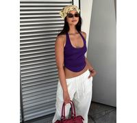 Bershka - Top allacciato al collo viola con nodo sul retro XS