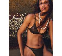 Bershka - Top bikini a triangolo marrone effetto laminato L