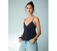 Bershka - Top con spalline con volant blu navy S