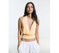 Bershka - Top giallo arricciato con fascia incrociata S