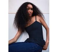 Bershka top peplo in maglia blu-blu navy XS