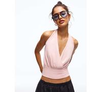 Bershka - Top rosa arricciato con fascia incrociata M
