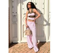 Bershka - Top rosa con colletto stile polo e nodo sul retro L