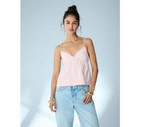 Bershka - Top rosa con spalline sottili e volant XS