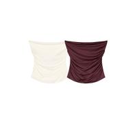 Bershka Top rosso vino / offwhite Donna Bershka XS