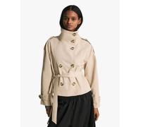 Bershka - Trench beige con collo a imbuto-Neutro 2XS