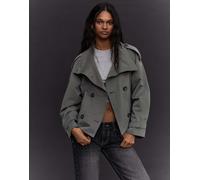 Bershka - Trench grigio con collo a imbuto-Neutro S