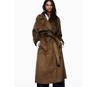Bershka - Trench in camoscio sintetico beige-Marrone S