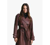 Bershka - Trench in pelle sintetica rosso S