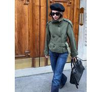 Bershka - Trench kaki con collo a imbuto-Verde M