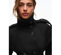 Bershka - Trench nero con collo a imbuto L