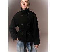 Bershka - Trench nero con collo a imbuto XS