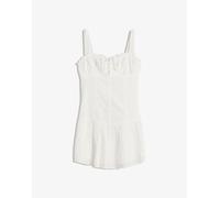 Bershka - Vestito corto bianco aderente con ricami e volant M