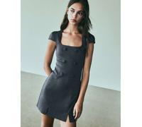Bershka vestito corto con bottoni e maniche corte grigio L