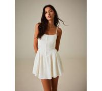 Bershka - Vestito corto stile rustico bianco all'uncinetto L