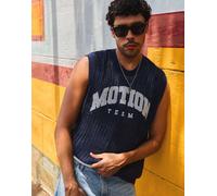 Bershka - Worker - T-shirt in rete blu navy XS