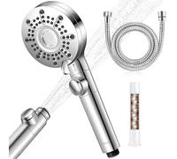 berssen Soffione Doccia Anticalcare, Doccino per Doccia 5 Modalità di Spruzzo, Lancia ad Alta Pressione, Doccetta per Doccia Universale Grande(Diametro 100mm+150cm Tubo Doccia, G1/2)