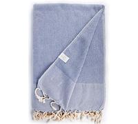Bersuse 100% Cotone - Ventura XXL Asciugamano Coperta Turco - Telo Mare, Divano Letto, Copridivano -Blu Denim
