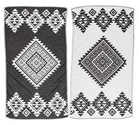 Bersuse 100% Cotone - Yucatan - Asciugamano Turco Fouta Telo Mare - Design Azteco - Nero