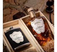 BERTAGNOLLI | Grappa GRAN GRAPPINO RISERVA 18 mesi in Barrique | CUORE TRENTINO | Astuccio legno e bottiglia 700ml con FIASCHETTA acciaio 200ml Bertagnoli