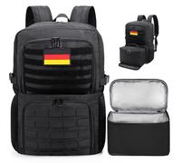 BERTASCHE Zaino da pranzo per computer portatile con borsa termica per 15,6 pollici, zaino da uomo 2 in 1, per lavoro, scuola, picnic, tinta unita, colore: nero, Nero , Taglia unica