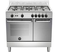 La Germania Cucina a Gas 5 Fuochi Forno a Gas con Termostato Libera Installazione Larghezza x Profondità 90x60 cm Classe energetica A colore Inox - AMN9P5GXV