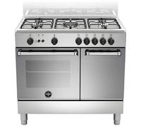 BERTAZZONI LA GERMANIA - Cucina a Gas AMN9P5GXV 5 Fuochi a Gas Forno a Gas Ventilato Classe A+ Dimensioni 90 x 60 cm Colore Inox Serie Americana