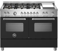 Bertazzoni Master MAS126G2ENET - Fornello a doppia alimentazione con piano cottura a gas, serie Deluxe, colore: Nero opaco