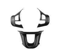 BERTGDA 3 pezzi/set pannello volante auto rivestimento, adatto for Peugeot, 2008 208 2014-2018 Adesivi per la protezione del volante(Carbon Black)