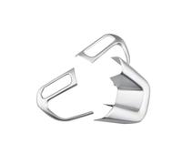 BERTGDA Copertura decorativa for volante, adatta for Jeep, Renegade 2015+ Compass 2017+ Accessorio for interni auto Kit adesivi in fibra di carbonio ABS Adesivi per la protezione del volante(Silver)