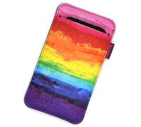 Bertoni - Custodia in feltro compatibile con iPhone 14/14 Pro/13/13 Pro/12 Pro/12/11/X/XR/XS, Galaxy S23/S22/S21/S20/S10/S9/S8/A40, P30, P20 arcobaleno colorato custodia per smartphone (colorato)