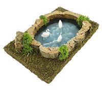 Bertoni Laghetto con Cigni per Presepe | Accessorio Scenografico in Resina e Materiali Vari | Adatto a Statuine 8-10 cm | Prodotto Italiano | 20x12x4 cm