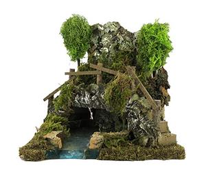 Bertoni Laghetto nella Grotta con Ponte per Presepe | Inizio di Fiume Modulare in Sughero e Legno | Linea Natale Presepi Bertoni | Prodotto Italiano | 20 x 22 x 20 cm