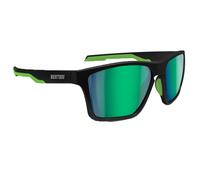 Bertoni Occhiali Sportivi Polarizzati per Uomo Donna in TR90 100% Protezione UV mod. Fulvio (Nero Opaco/Verde - Lenti Polarizzate Verde Specchio)