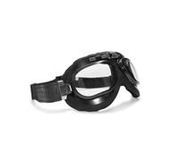 Bertoni Occhiali Moto Aviatore in Pelle - Lenti Antifog Antiappannanti - Profili in Acciao Nero Opaco - AF191L Maschera Moto Vintage per Casco Harley e Chopper