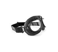 Bertoni Occhiali Moto Vintage AF195A Nero Opaco Lente Trasparente Antiappannante - Maschera Moto da Aviatore per Harley e Chopper