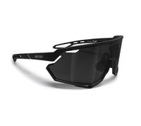 Bertoni Occhiali Sportivi Ciclismo MTB Running per Uomo Donna in TR90 100% Protezione UV mod. ALPHA (Nero Opaco/Nero Lucido - Lente Specchiata Argento)