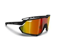 Bertoni Occhiali Sportivi Ciclismo MTB Running per Uomo Donna in TR90 100% Protezione UV mod. ALPHA (Nero Opaco/Nero Lucido - Lente Specchiata Oro Rosso)
