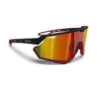 Bertoni Occhiali Sportivi Ciclismo MTB Running per Uomo Donna in TR90 100% Protezione UV mod. ALPHA (Nero Opaco/Rosso Opaco - Lente Specchiata Oro Rosso)
