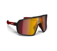 Bertoni Occhiali Sportivi Ciclismo MTB Running per Uomo Donna in TR90 100% Protezione UV mod. GEMINI (Nero Opaco/Rosso Lucido - Lente Specchiata Oro Rosso)