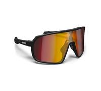 BERTONI Occhiali Sportivi Ciclismo MTB Running per Uomo Donna in TR90 100% Protezione UV mod. GEMINI (Nero Opaco/Nero Lucido - Lente Specchiata Oro Rosso)