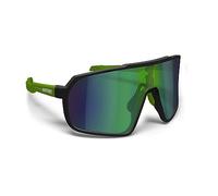 Bertoni Occhiali Sportivi Ciclismo MTB Running per Uomo Donna in TR90 100% Protezione UV mod. GEMINI (Nero Opaco/Verde Opaco - Lente Specchiata Verde)