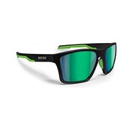 Bertoni Occhiali Sportivi Polarizzati per Uomo Donna in TR90 100% Protezione UV mod. Fulvio (Nero Opaco/Verde - Lenti Polarizzate Verde Specchio)