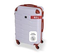 BERTOO Valigia rigida media Firenze, scocca in ABS resistente, 4 ruote girevoli staccabili, lucchetto a combinazione, bianco, 63 l